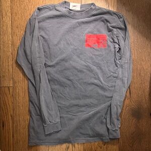 Classic Gray Long Sleeve Shirt with Red Accent